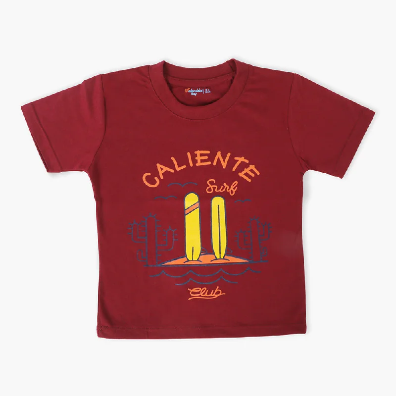 Boys Half Sleeves T-Shirt - Maroon