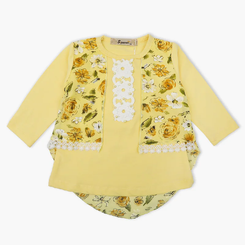 Girls Full Sleeves T-Shirt -  Yellow