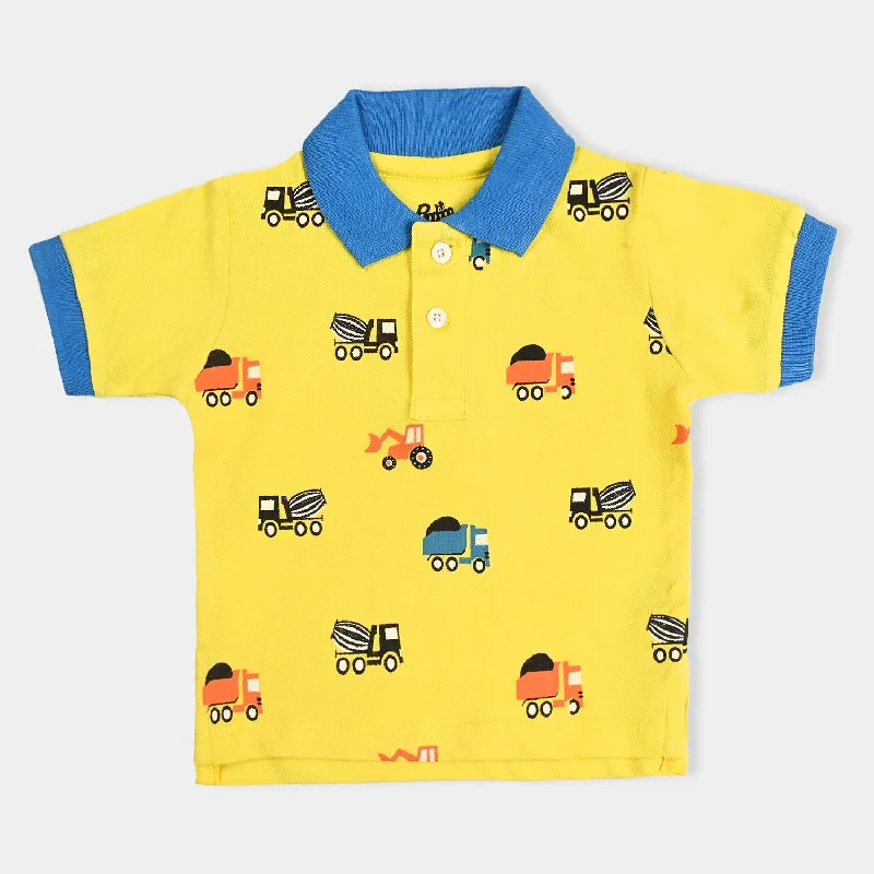 Infant Boys Cotton Boys Polo Trucks-B.Yellow