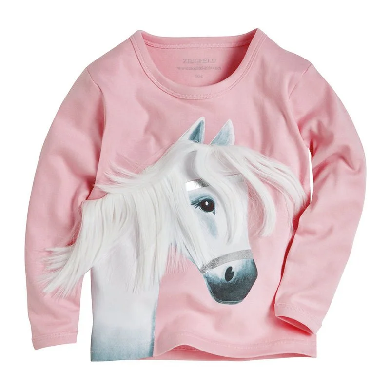 Pferd Snowflake langarm Kinder Shirt pink, langarm